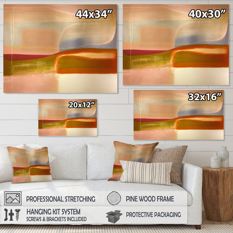 Arslaan - Art mural abstrait sur toile, H 24 po x l 32 po x P 1 po, Toile tendue
