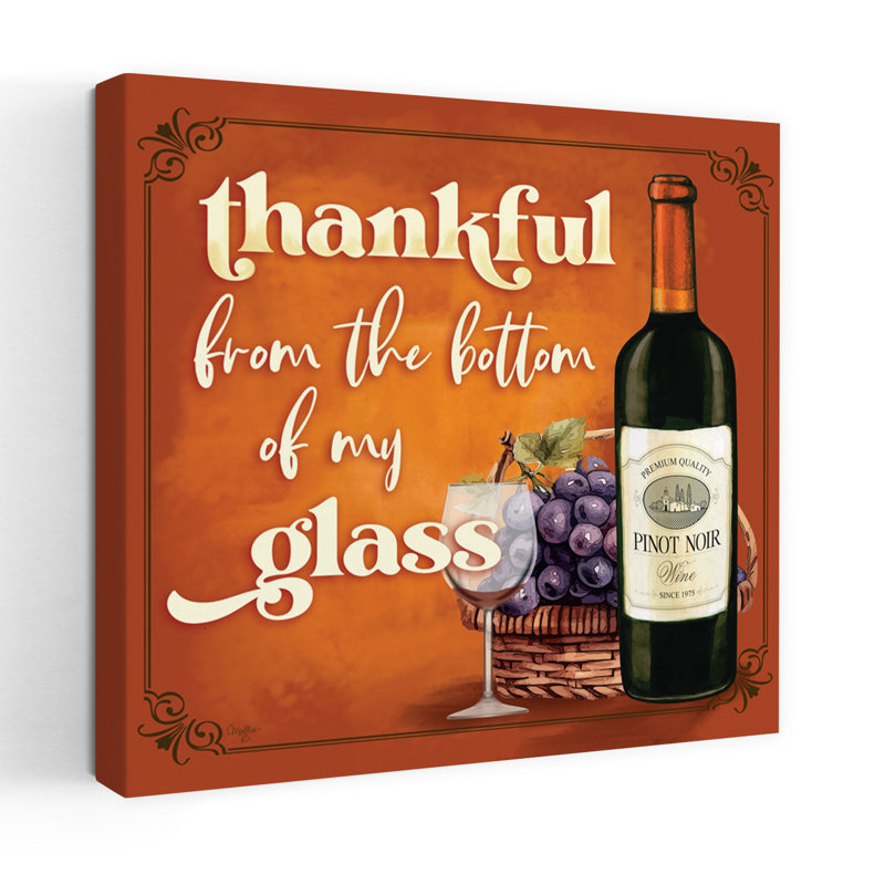 Art contemporain d'automne «Thanksful From The Bottom Of My Glass», H 24 po x l 24 po