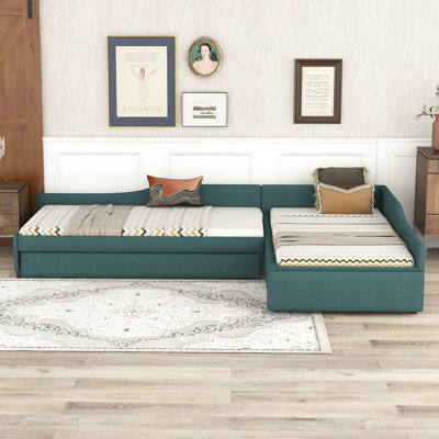 Upholstered Daybed With Trundle And Storage Drawer - Twin Size Bed For Extra Seating Lounging Space Double Drawer, Stylish Practical Living Areas Home Decor
