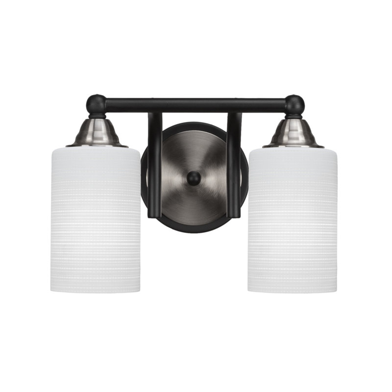 Michell 2-Light Bath Bar, Gray, Matte Black/Brushed Nickel