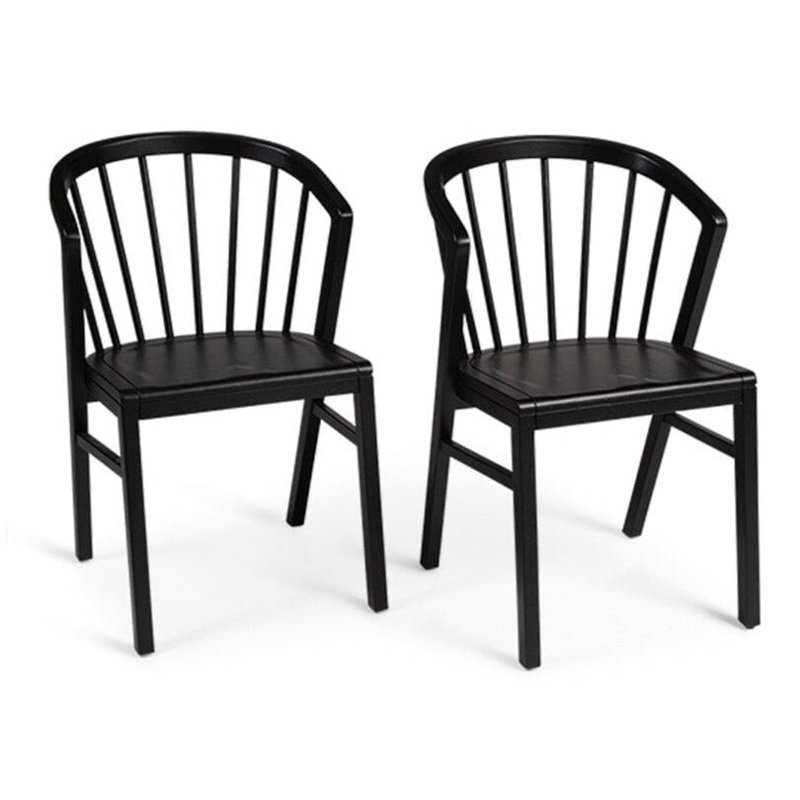 Hopley 47cm H Solid Wood Slat Back Side Chair, Black