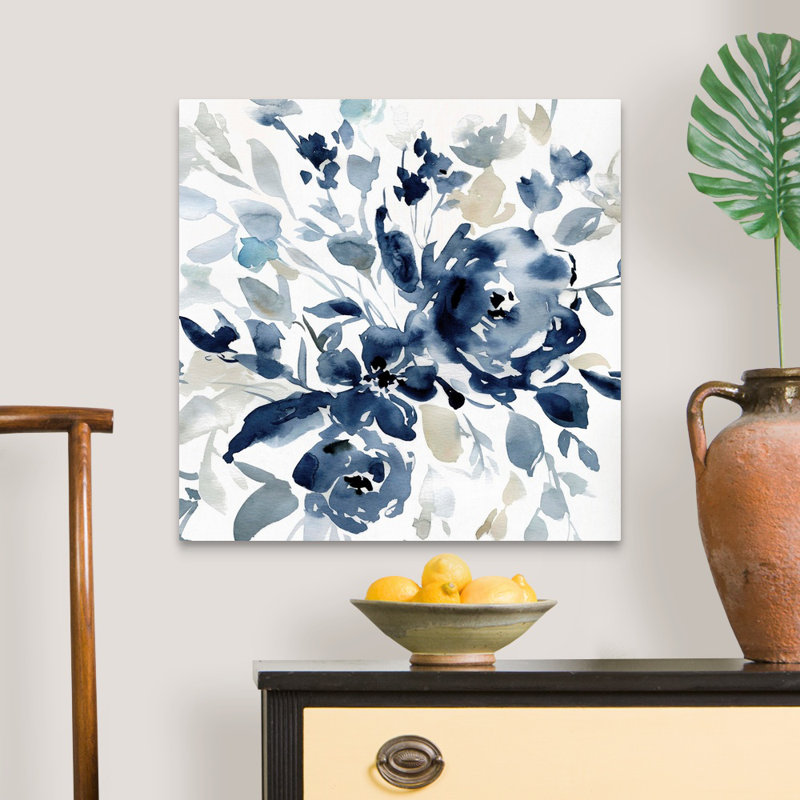 Indigo Garden I - Painting on Canvas, Wrapped Canvas, 24" H x 24" W x 1.25" D