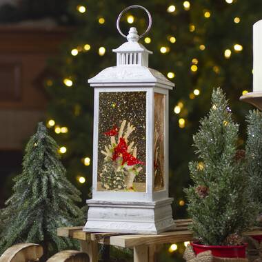 The Holiday Aisle® Christmas Snow Globes, USB Or Battery Operated Sparkly Glitter  Snow Globe Cardinal Church Lantern With Musics For Christmas Decorations  And Snow Globe Collection,Red