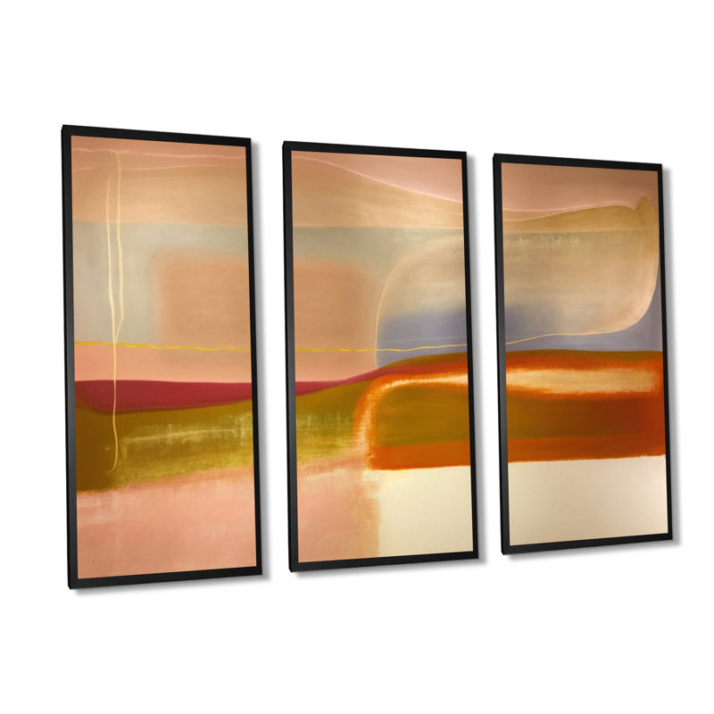 Arslaan - 3 pièces, peinture sur toile, Toile encadrée noire, H 28 po x l 36 po x P 1 po