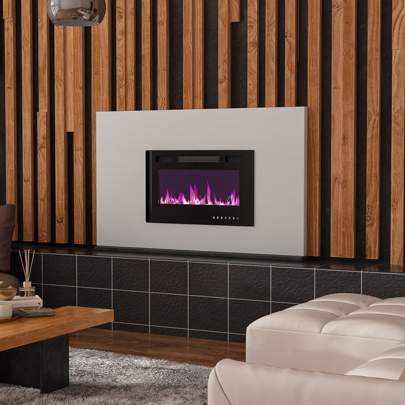 Auzenne 30'' W Matte Black Electric Fireplace