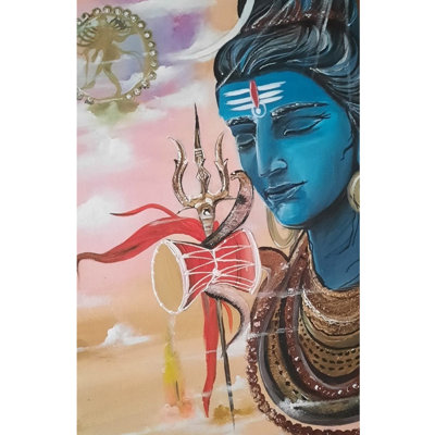 Shiva With Trident And Damru | Acrylic On Canvas Board | By Kajal Saxena