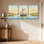 Nautique et plage, voilier sur l'eau calme, ensemble de 3 impressions sur toile