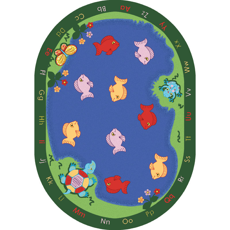 Tapis éducatif de pêche, Ovale 5 pi 4 po x 7 pi 8 po