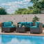 Ensemble de conversation modulaire pour patio en osier 6 personnes avec coussins-109423080