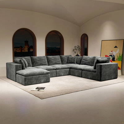 137.8*108.3"Modular Sectional Sofa Seat,Upholstered Compressed Couch