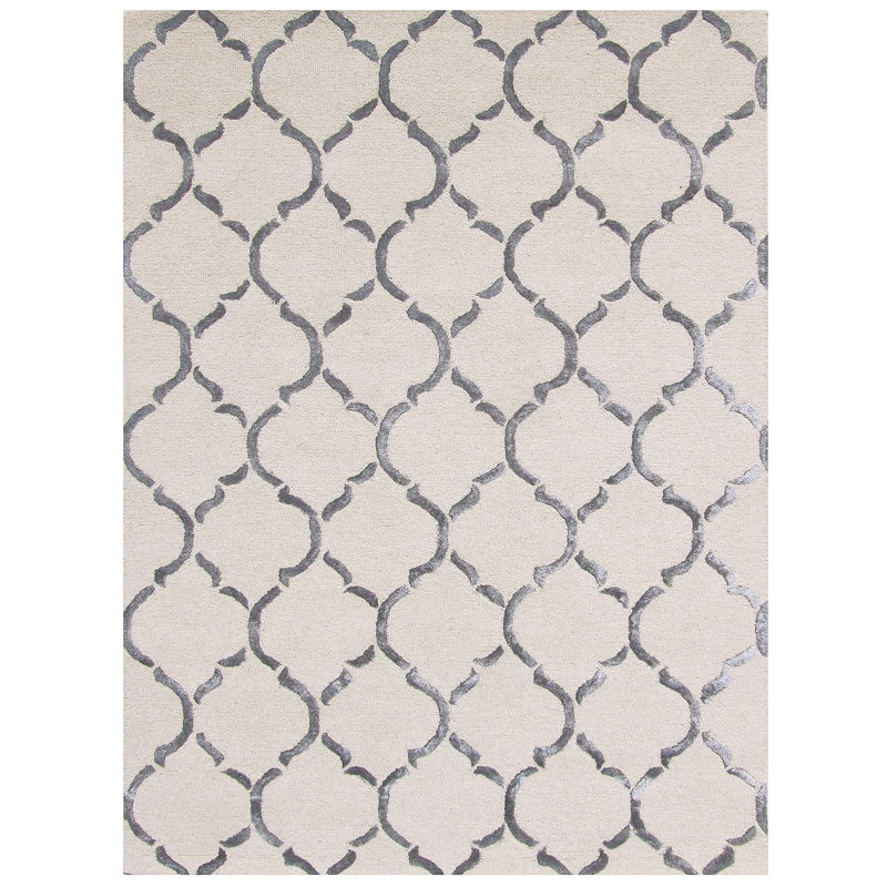 Chain Geometric Wool Hand Woven Area Rug, Rectangle 153 x 244cm