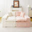 Canapé paresseux multifonctionnel en velours rose et blanc Turtle-267142276