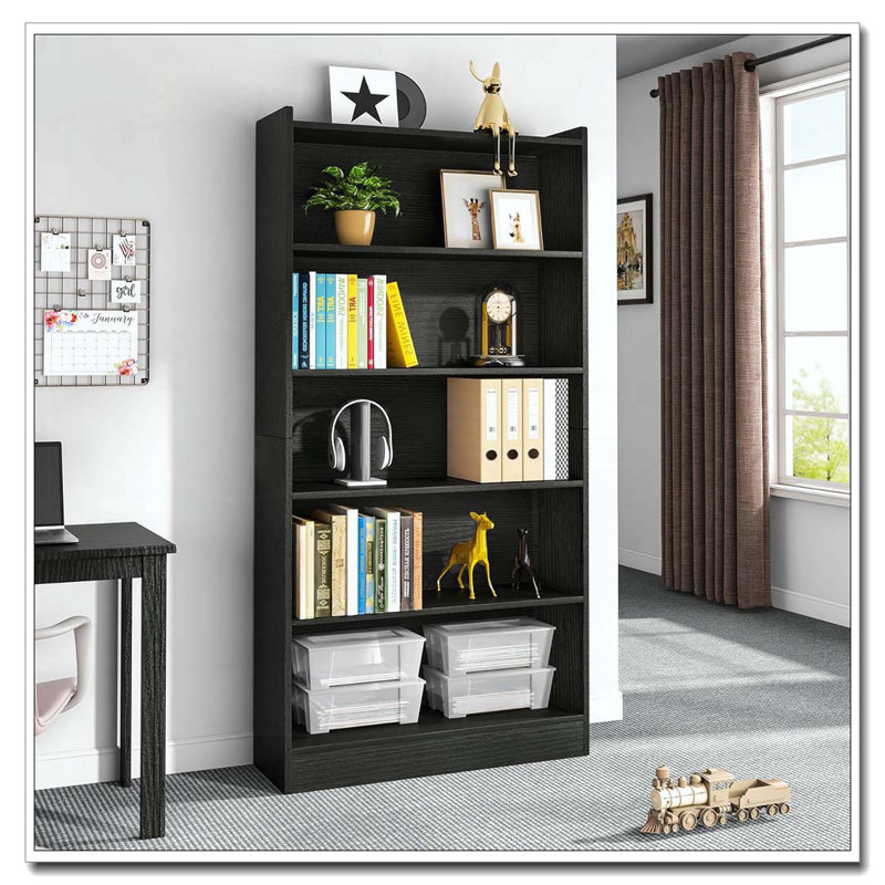 6-Tier  Library Bookshelf With Storage For Living Room, Office, Bedroom, (6 Shelves) 70.87"H x 35.43"W x 11.81"D, Black