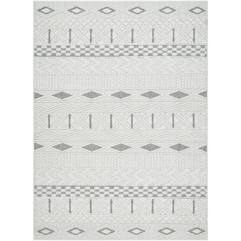 Sidnee Machine Woven Polyester Area Rug in Cream, Rectangle 5'3" x 7'