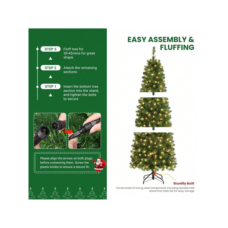 Lighted Artificial Christmas Tree, 6' H