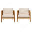 Chaise avec accoudoirs d'extérieur rembourrée, ensemble de 2