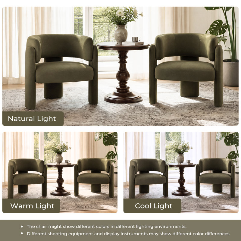 Fauteuil d'appoint demi-tonneau 33 po, Velours vert