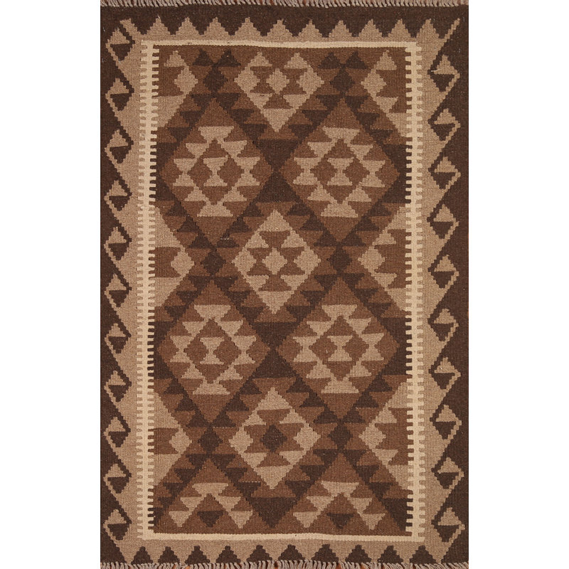 Geometric Kilim Reversible Wool Rug 3x5