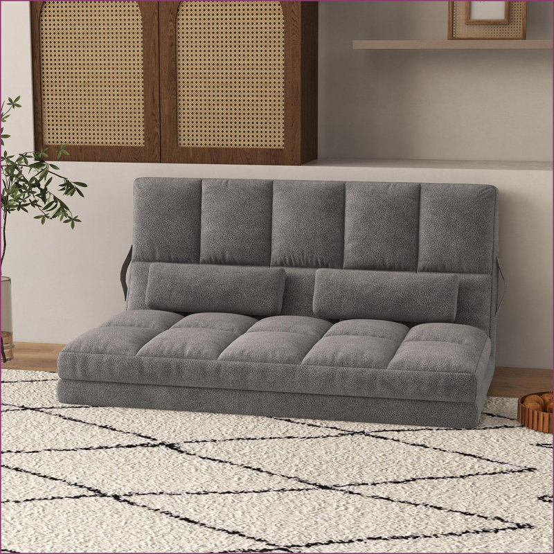 Canapé-lit Lazy Appui-tête avec 2 coussins | Gris foncé | Polyester, Polyester gris
