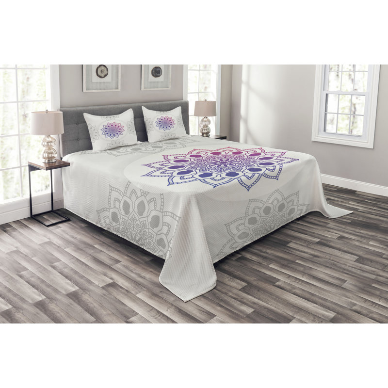 East Urban Home Ablakat Floral Bedspread with Pillow Shams, 220 x 264 cm