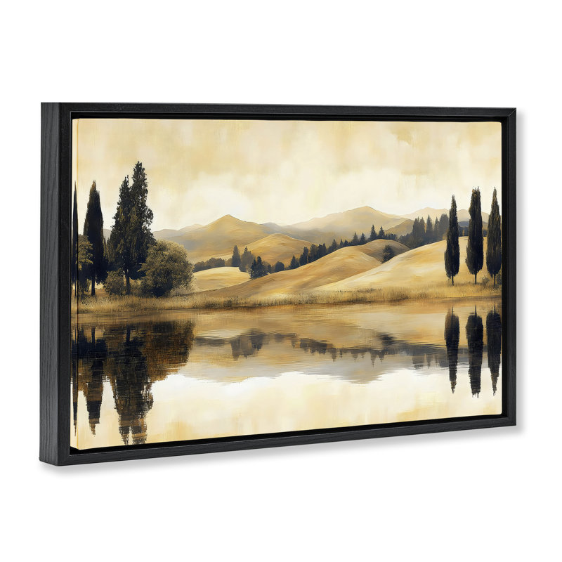 Reflective Fields View Floating Frame, design by LSR Creative Studio, Jet Black Floater Frame, 17" H x 25" W