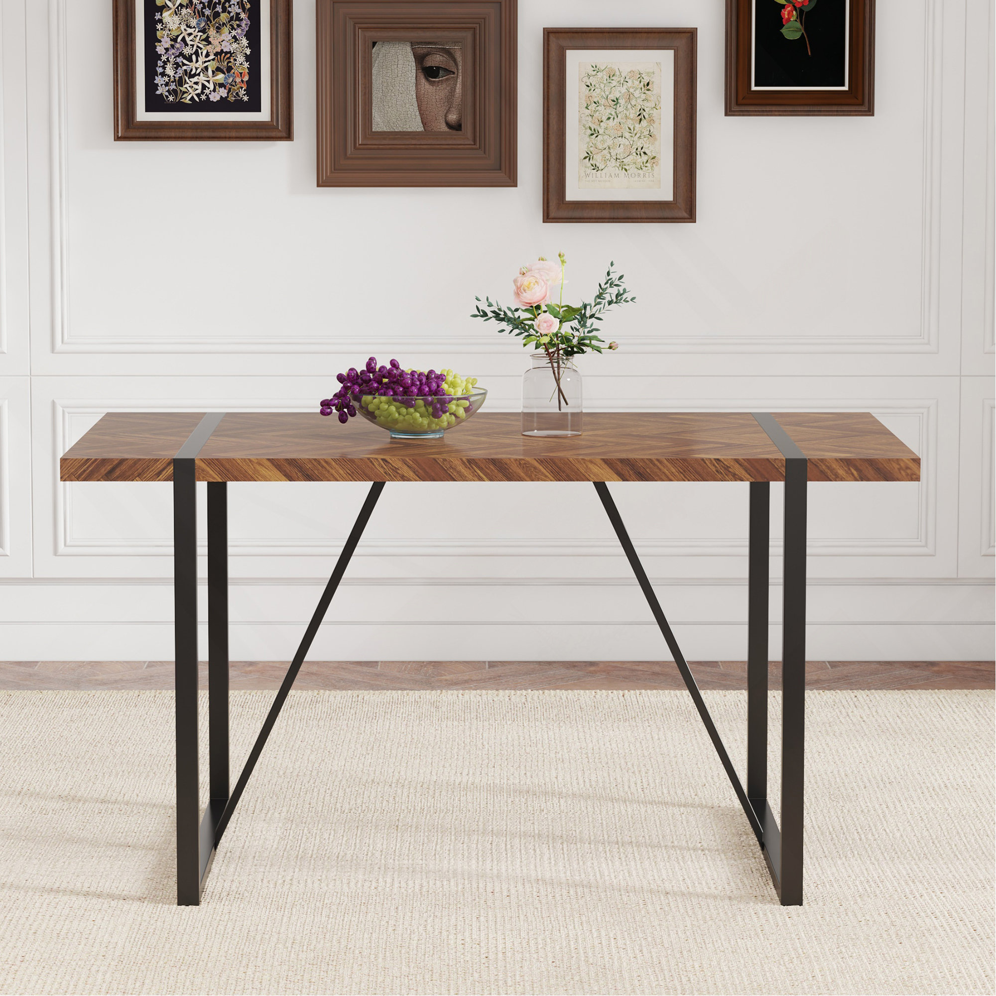 George Oliver A Minimalist Retro Rectangular Dining Table With A ...