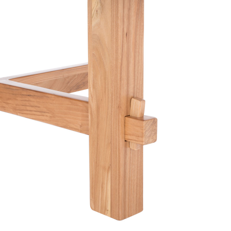 Natural Elm Oval Coffee Table with Trestle Base