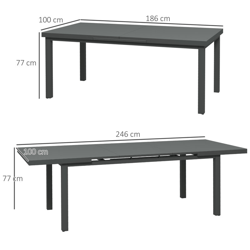 Mettie Rectangular Extendable Outdoor Dining Table , 186cm cm W 100cm cm D