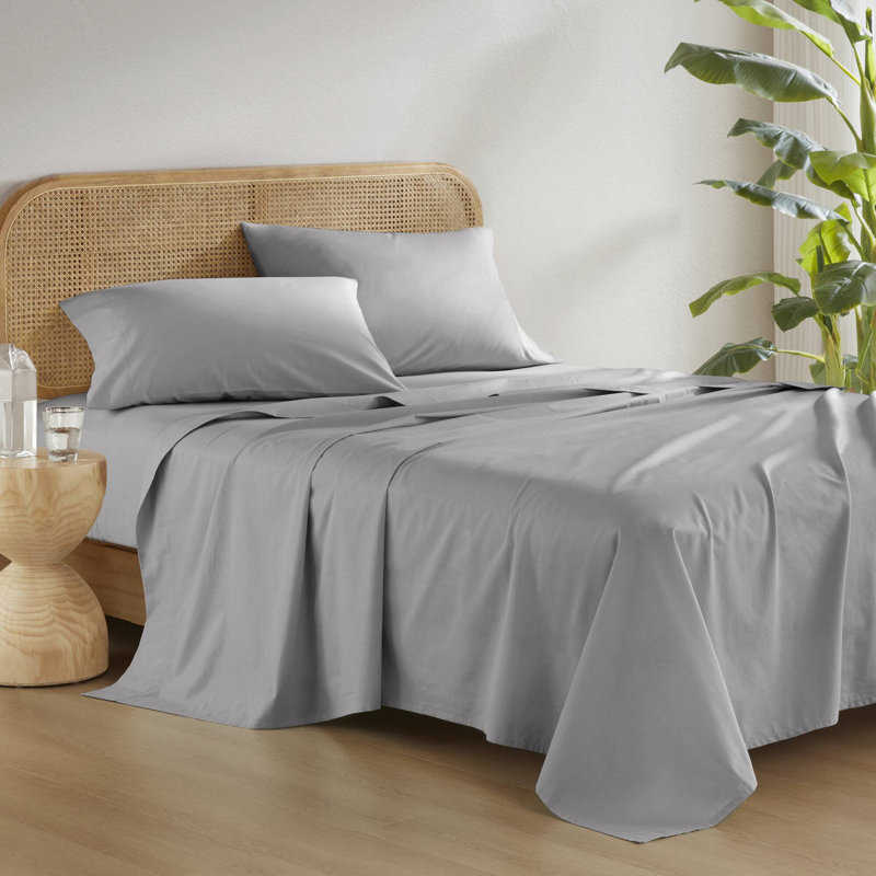 Cotton 144TC Dark Gray Breathable 100% Cotton 4-Piece King Sheet Set, Dark Gray, King Sheet Set with 2 Pillowcases