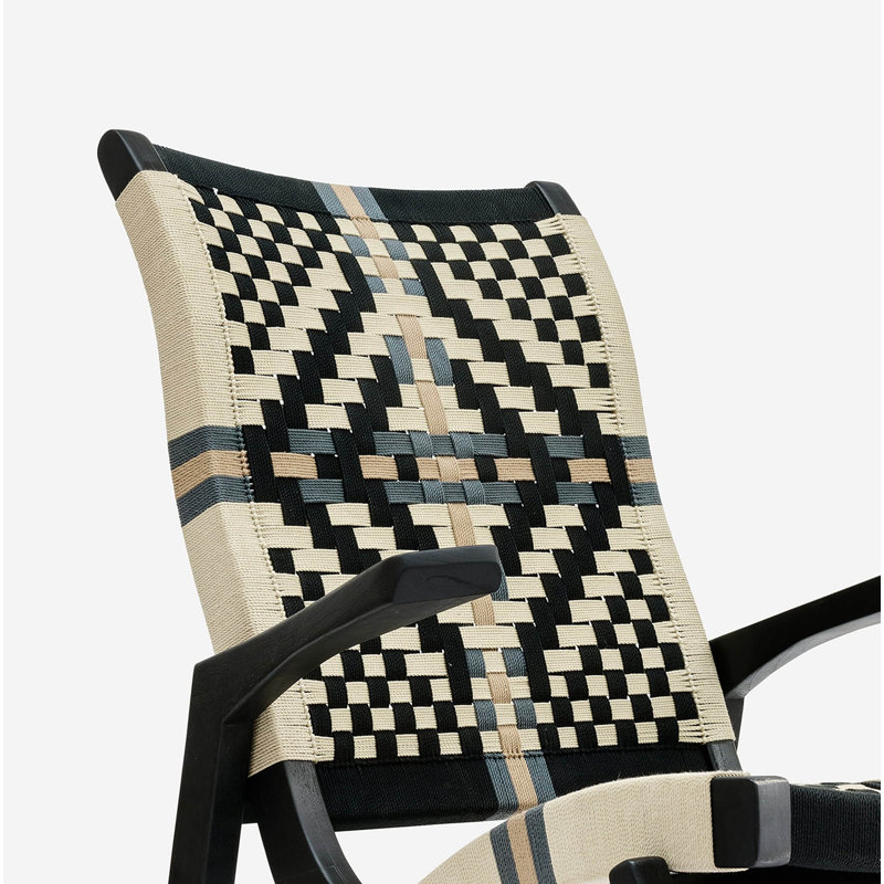 Amador Rocking Chair In San Geronimo Pattern, Colonial Pattern, Black