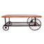 Table basse Warm - finition chêne et gris antique, roues rectangulaires en métal