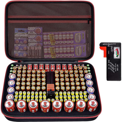 Graffias 9" W Battery Organizer Storage Case with Tester