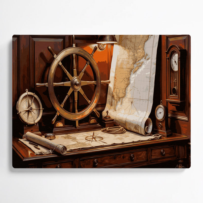 Coastal Captains Quarters Brown Metal Wall Art, 8" H x 10" W