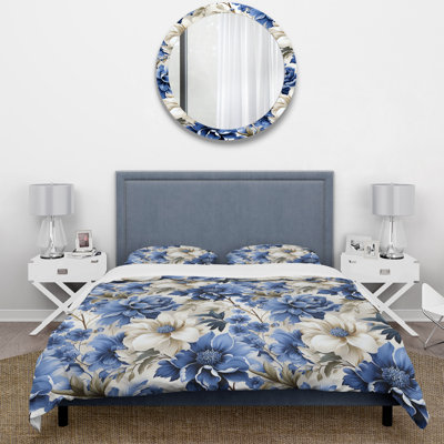 Ensemble de housse de couette Cobalt Blue Brocade Victorian