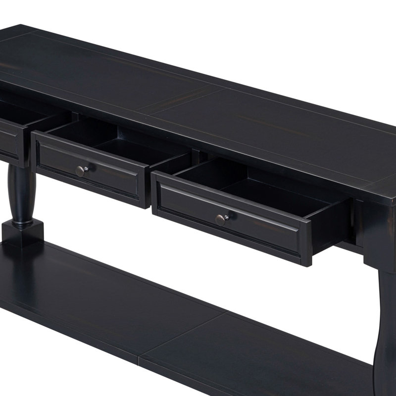 Longue console avec tiroirs et tablette, Espresso, Espresso, Espresso