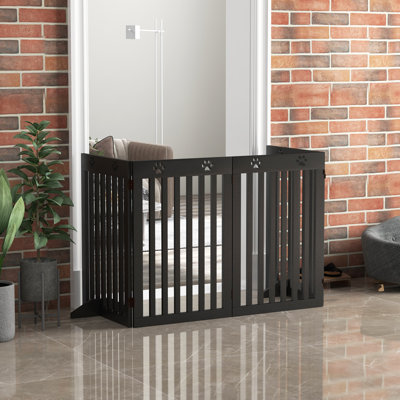 80" Extra Wide Freestanding Pet Gate with Support Feet, Black