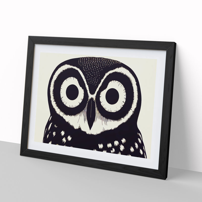 XH1022-9467X Unique Owl Art Vol.4 - Single Picture Frame Print, Black Framed, 46cm H x 64cm W x 2cm D