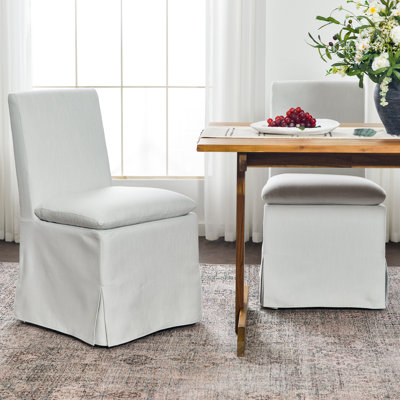 Chaise d'appoint de salle à manger rembourrée de 20 po de large avec housse et roulettes (ensemble de 2)