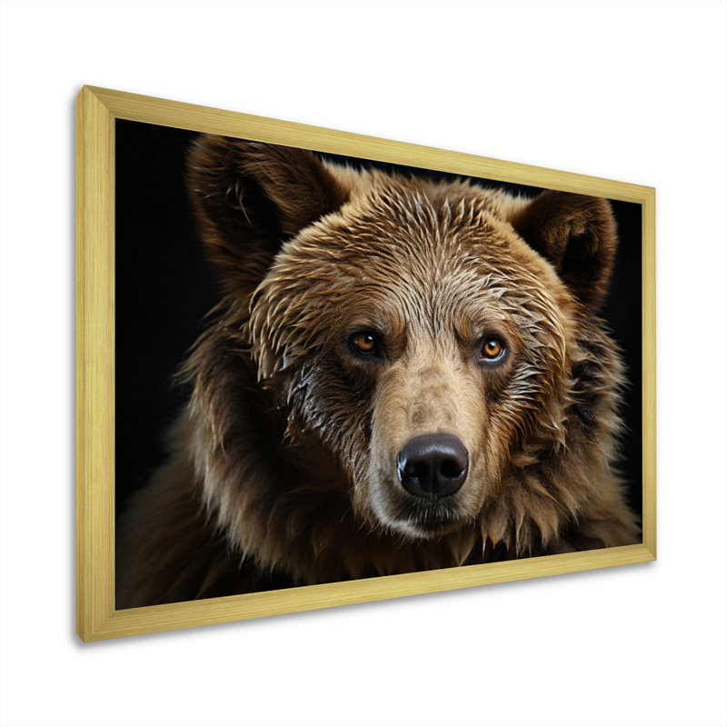 «Bear Portrait - Bear», reproduction d'art sur toile encadrée, Doré, H 30 po x l 40 po, Reproduction avec cadre flottant