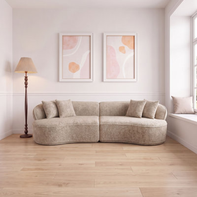 Modern Curved L-Shape Oversized Sleeper Sectional Sofa for Living Room Apartment No Assembly