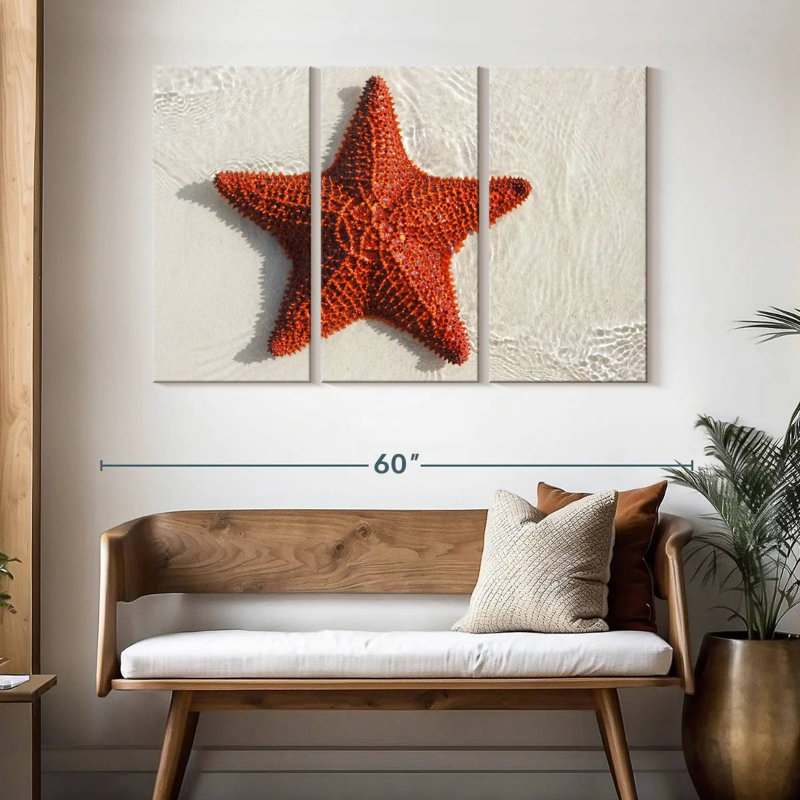 Brampt Beach Red Starfish, 32" H x 50" W