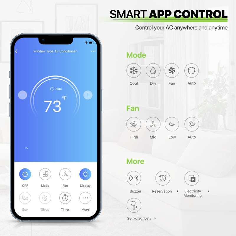 6000 BTU White Wi-Fi Connected Window Air Conditioner with Remote