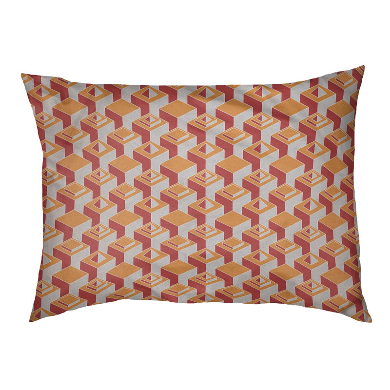 Coussin pour chien intérieur à motif skyscrapers Chen, Petit (l 28 po x P 6 po x H 18 po), Orange / Rouge