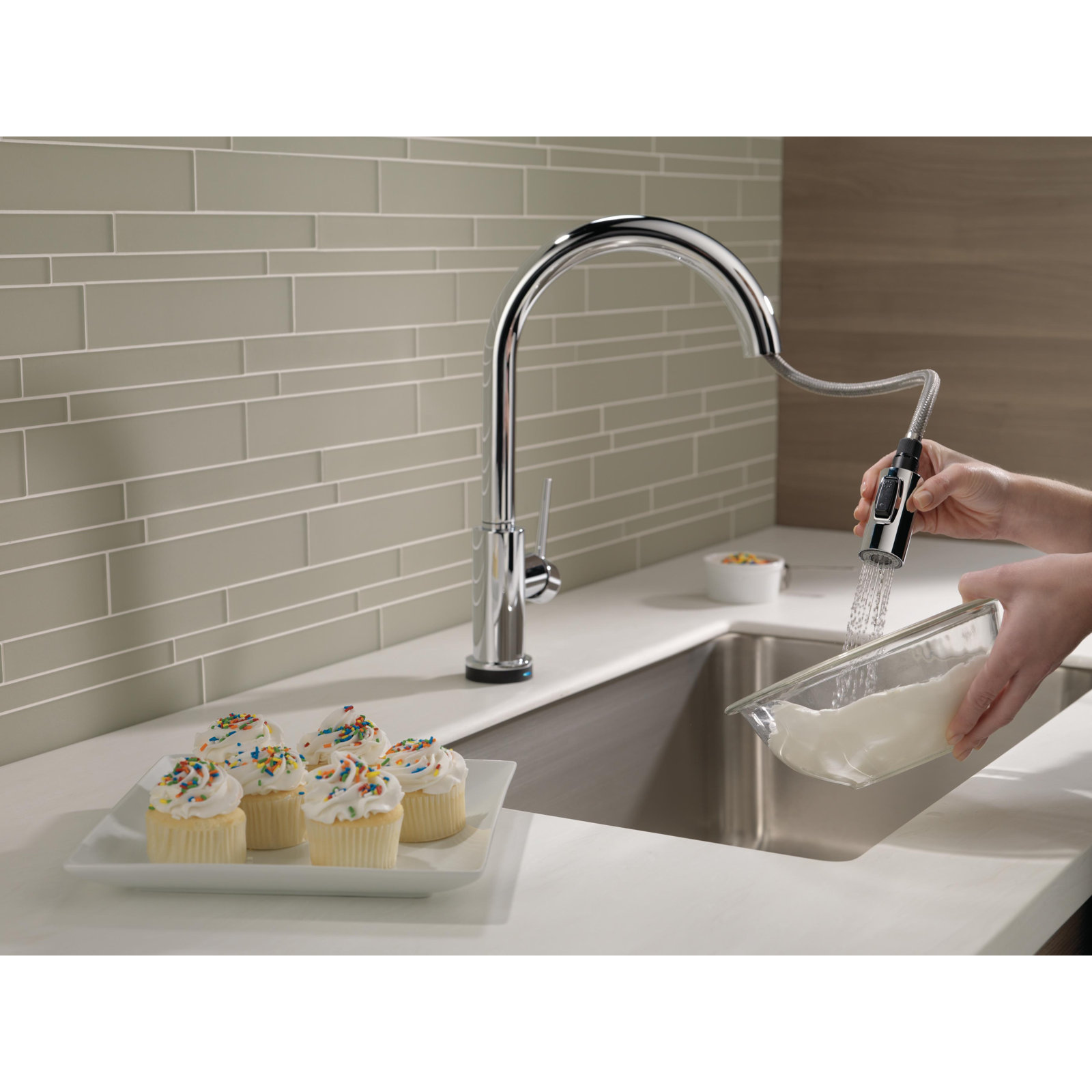 Trinsic Pull Down Sprayer Touch and Voice Control Kitchen Sink Faucet, Touch Control Kitchen Faucet, Chrome