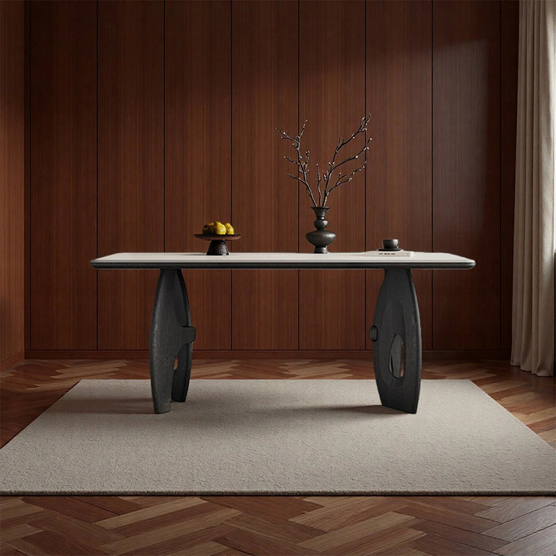 Table de salle à manger simple en pierre frittée haut de gamme, H 29,52 po x L 62,99 po x l 31,49 po
