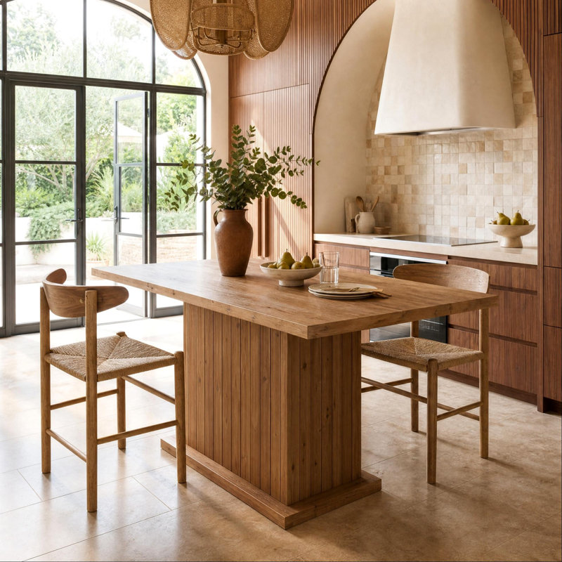 55" Solid Wood Pedestal Dining Table