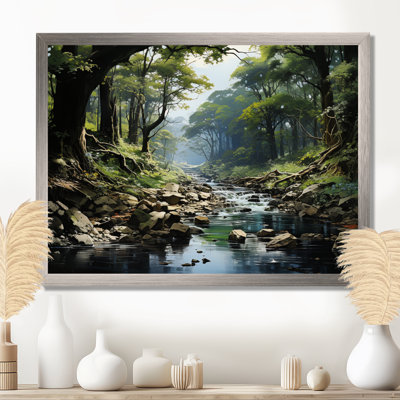 Gentle River Through Country Charm Forest - River Forest Wall Art