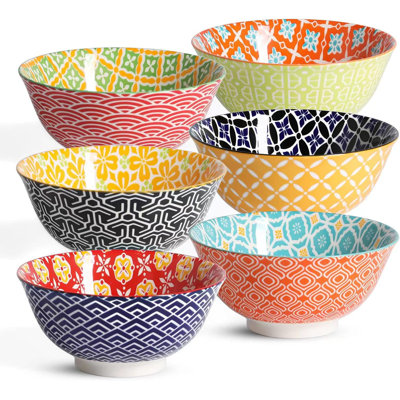 Bols à céréales en céramique, bols à soupe colorés 23 oz, ensemble de bols en porcelaine profonde pour salade