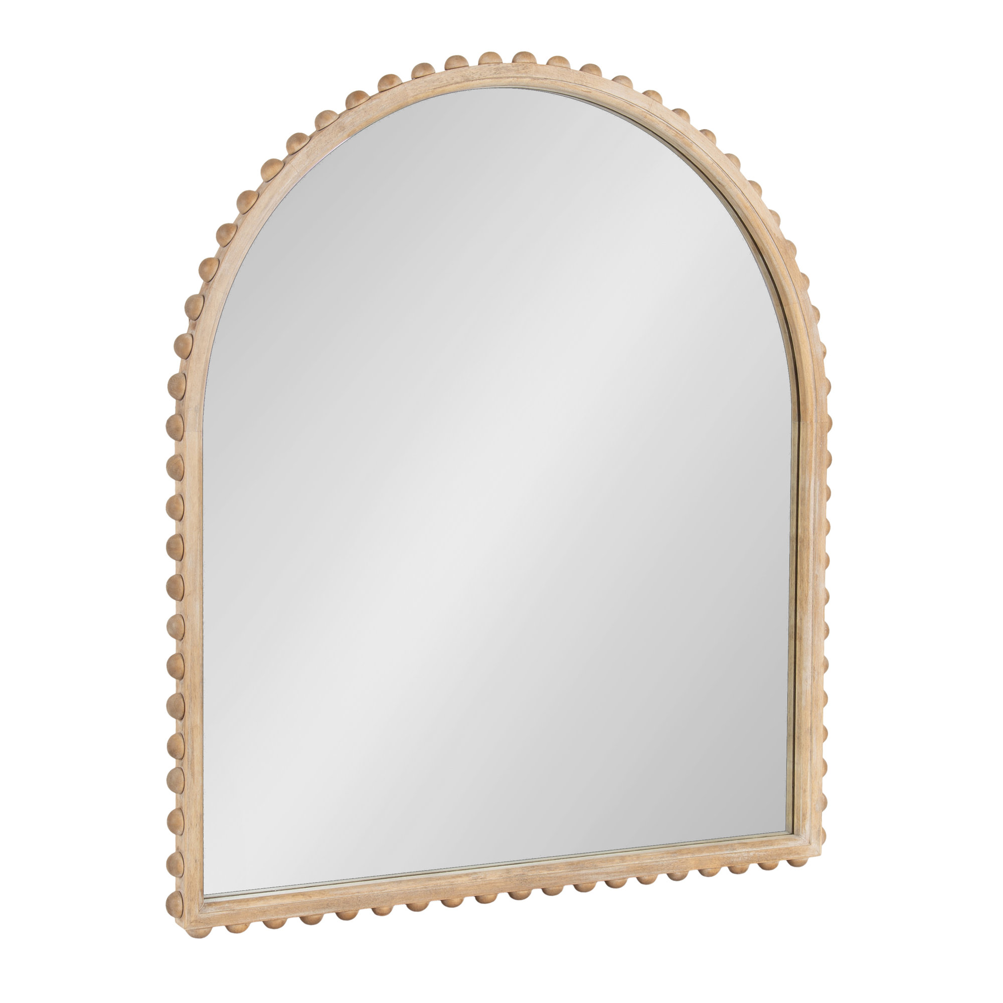 Beadbrook Wooden Beaded Arch Mirror, 32.01" x 27.99", Natural Wood