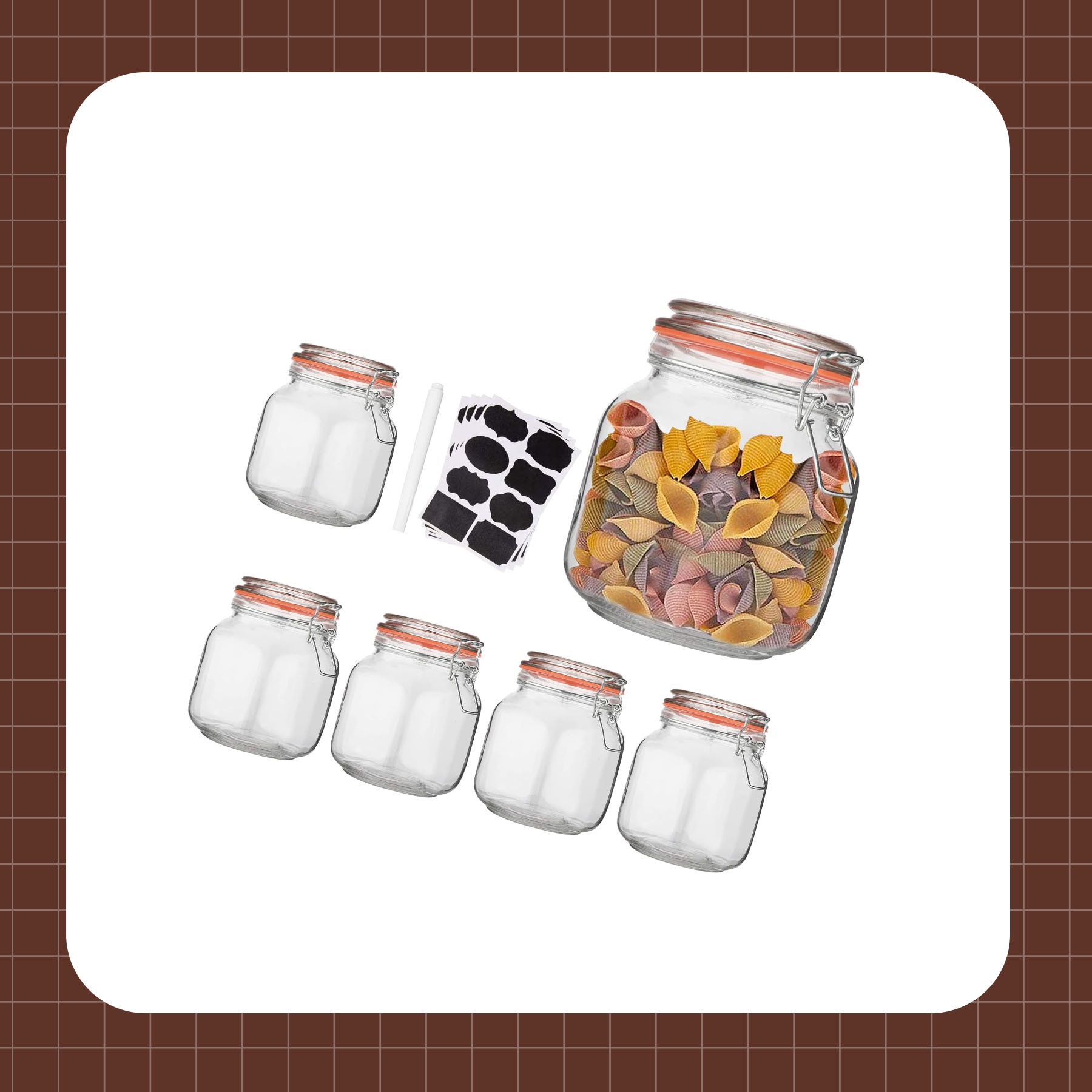 34oz Glass Jars with Airtight Lids, Wide with Leak Proof Rubber